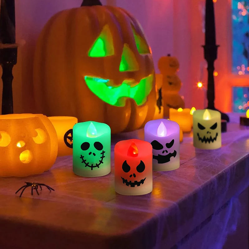 6pcs LED Halloween Ghost Pumpkin Candle Light