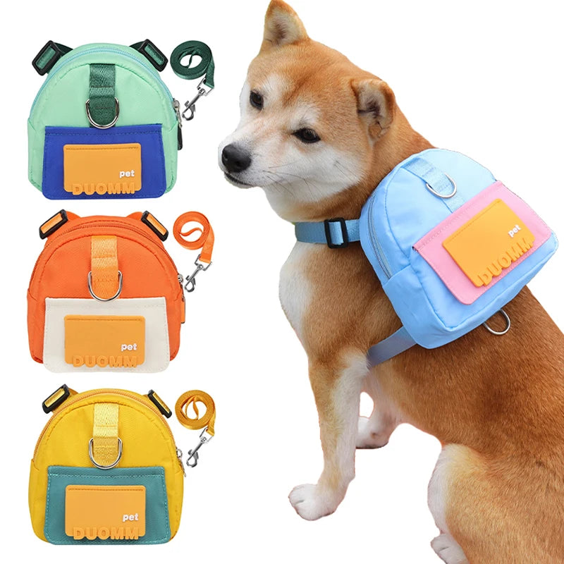 Woof & Wander' Backpack With Harness Collar For Small-Medium Paws