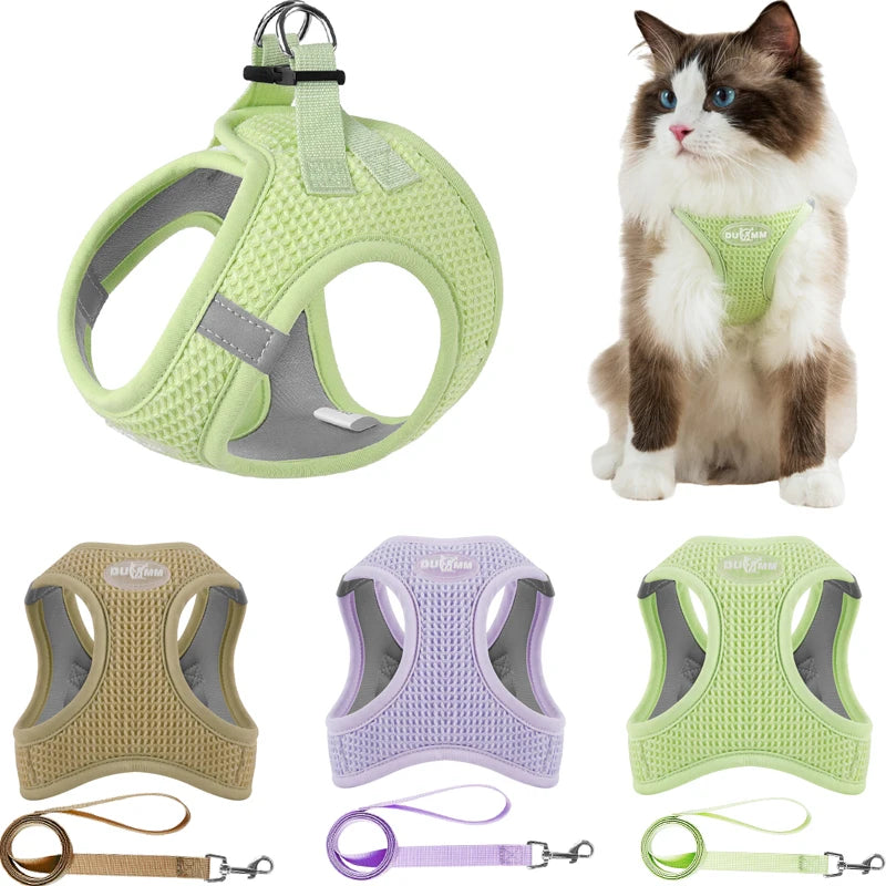 Purr-caution Vest Reflective Cat Harness with Leash