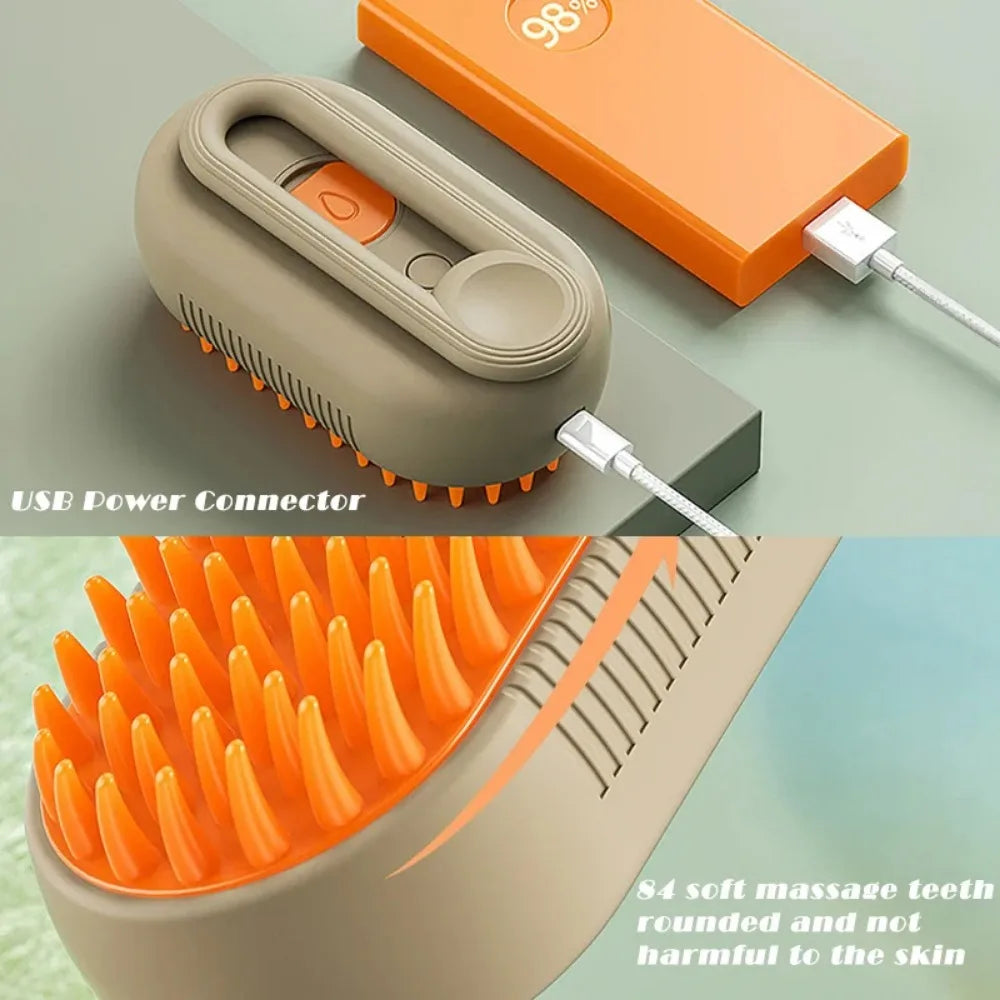 Furr-esh and Steamy' Rechargeable USB Electric Steam Brush For All Paws