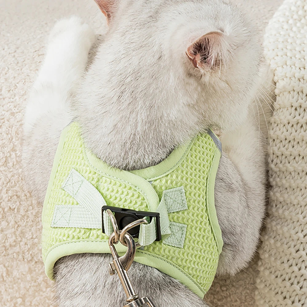 Purr-caution Vest Reflective Cat Harness with Leash