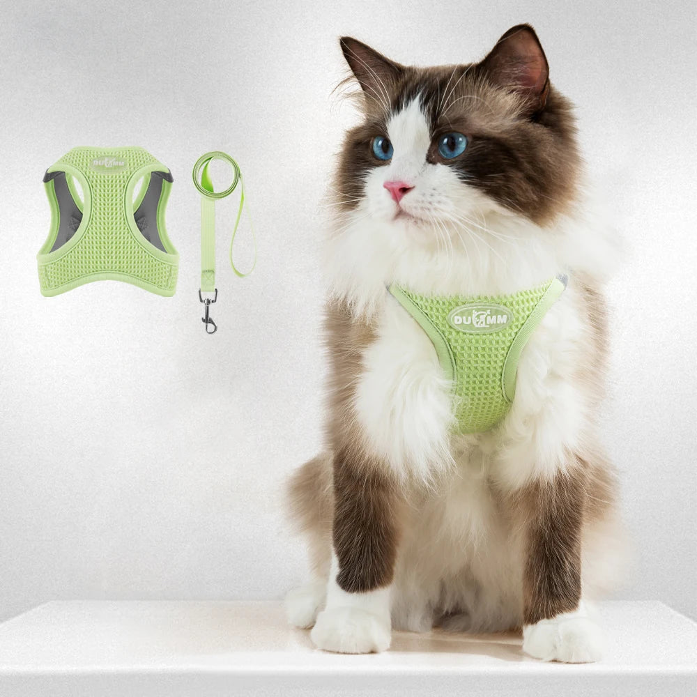 Purr-caution Vest Reflective Cat Harness with Leash