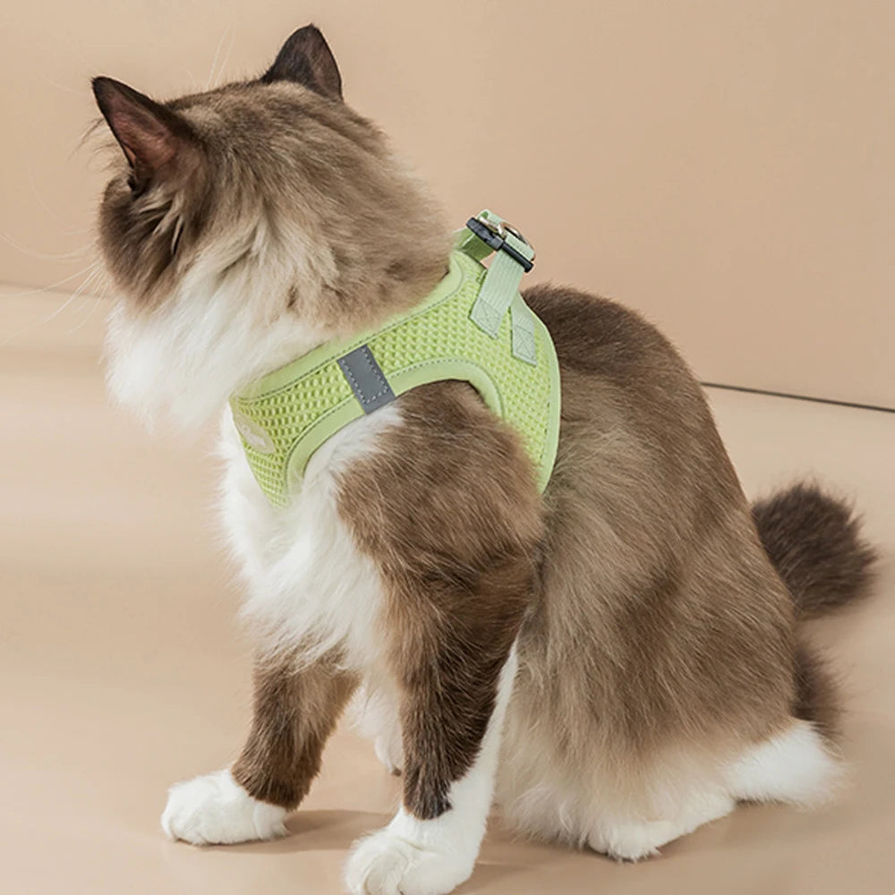 Purr-caution Vest Reflective Cat Harness with Leash