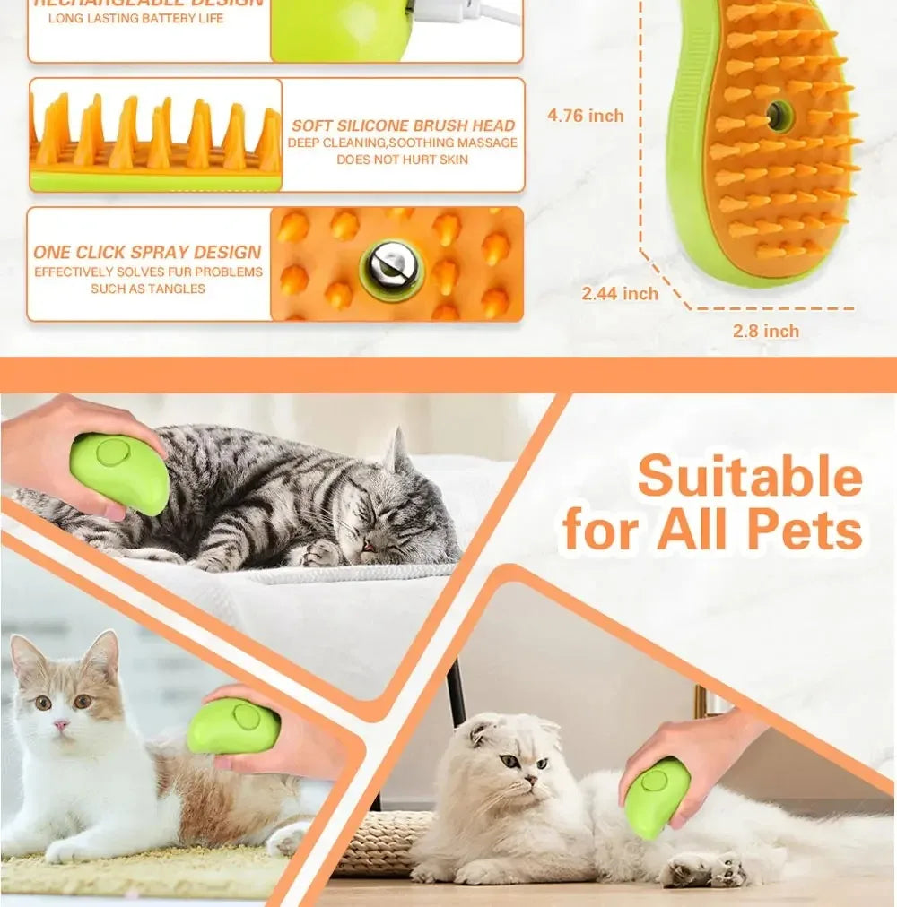 Furr-esh and Steamy' Rechargeable USB Electric Steam Brush For All Paws