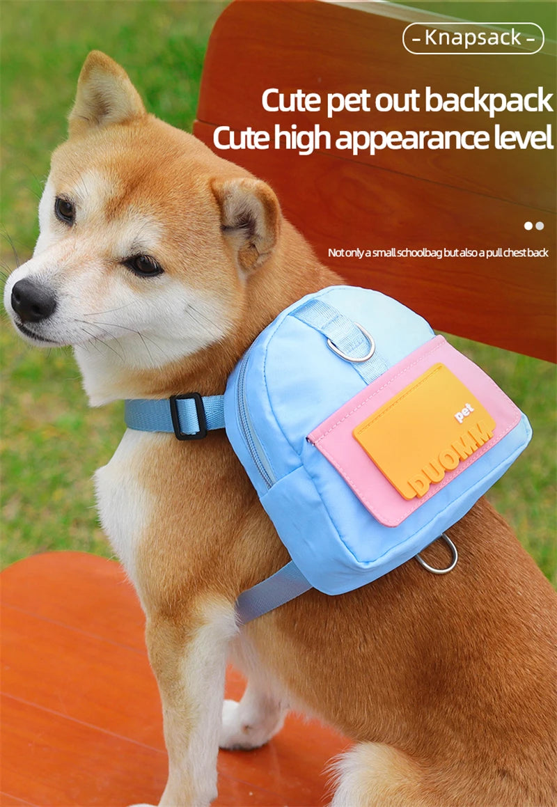 Woof & Wander' Backpack With Harness Collar For Small-Medium Paws